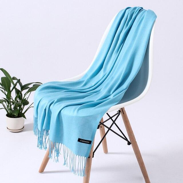 Women Solid Scarf Cashmere Feeling Pashmina Shawls Tassel Hijab Head Wraps Femme Thin Spring Winter Scarves Foulard Bufanda