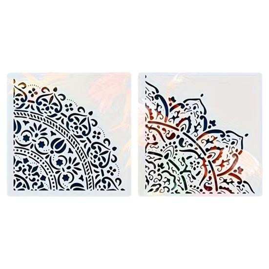 Набор трафаретов для рисования 11,8 дюйма Большие многоразовые ПВХ шаблоны с геометрическими и цветочными узорами Декоративный настенный трафарет для DIY искусства и домашнего декора