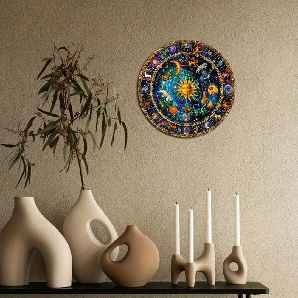 Знак в виде венка на тему Колеса года, астрологический зодиак, круглый деревянный декоративный знак для дома, квартиры, настенного украшения