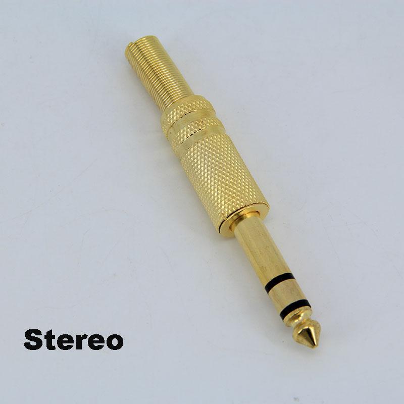 2pole 3pole 6.35mm 6.5mm Audio Male Female Mono Stereo Solder Connector Plug Socket Gold Plated Metal Amplifier Mic Converter