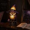 Gothic Decor Lamp Witch Hat Lamp, Stained LED Light, Halloween Table with Warm Glow, Wizardry Night Light for Bedroom Mantel Bookshelf Entryway Party
