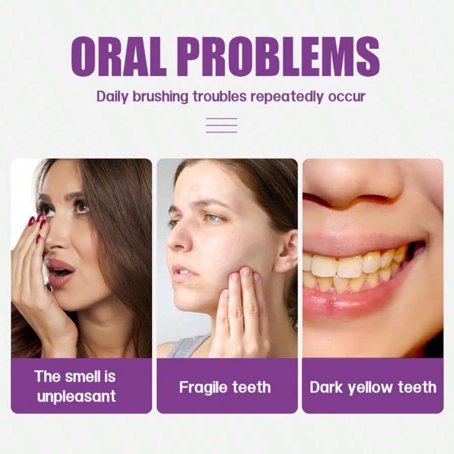 1 шт. Фиолетовый порошок для чистки зубов со вкусом мяты Удаляет пятна Контроль зубного камня Отбеливание Полировка Глубокая очистка Для ежедневного использования