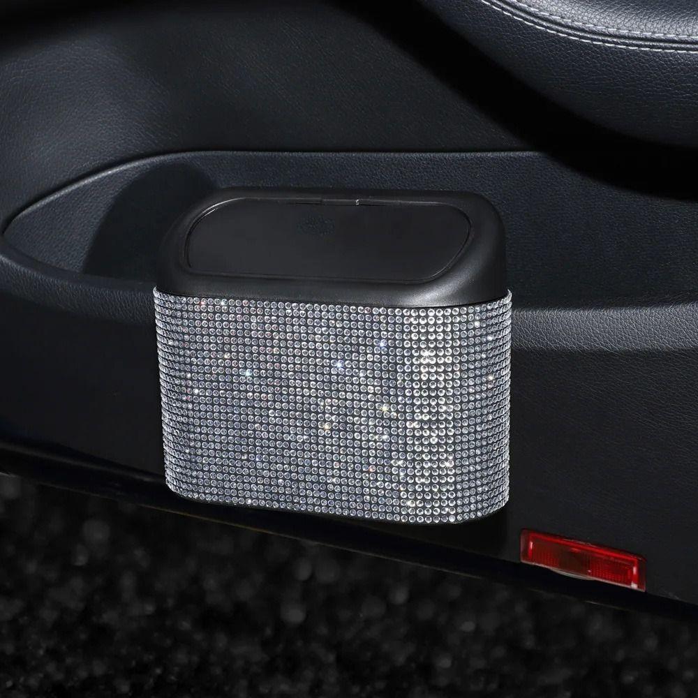 Bling Rhinestones Auto Unbrella Storage Box Removable Vehicle Hanging Dust Case  Seat Back