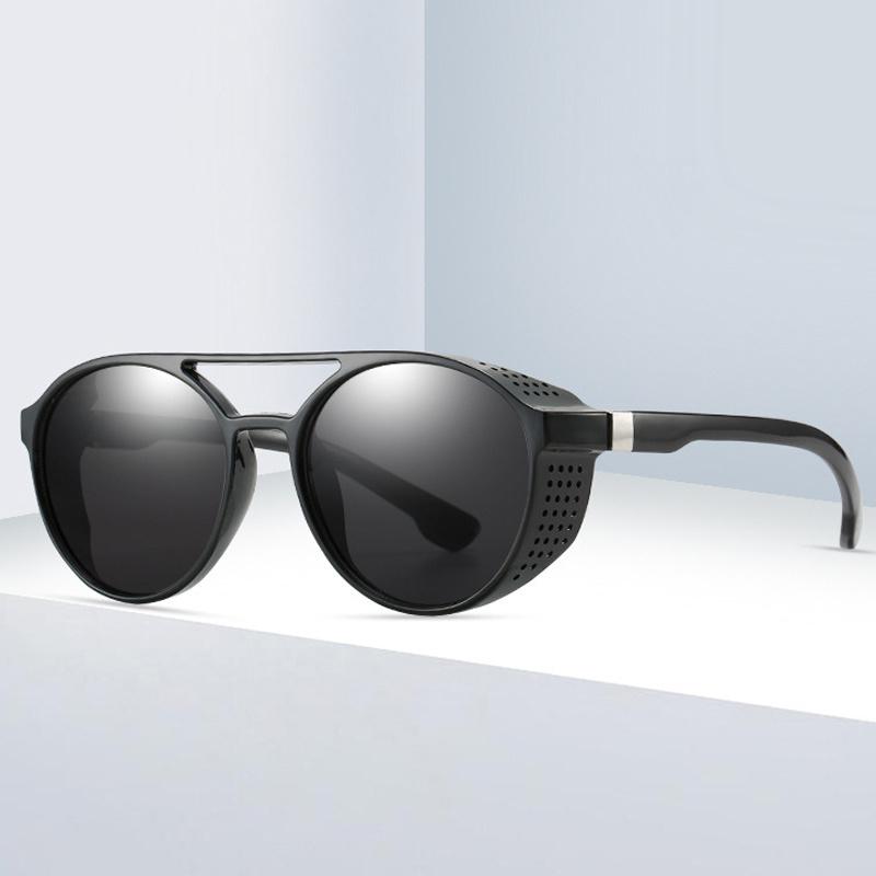 Винтажные круглые солнцезащитные очки стимпанк, мужские, дизайнерские, зеркальные, модные, для вождения