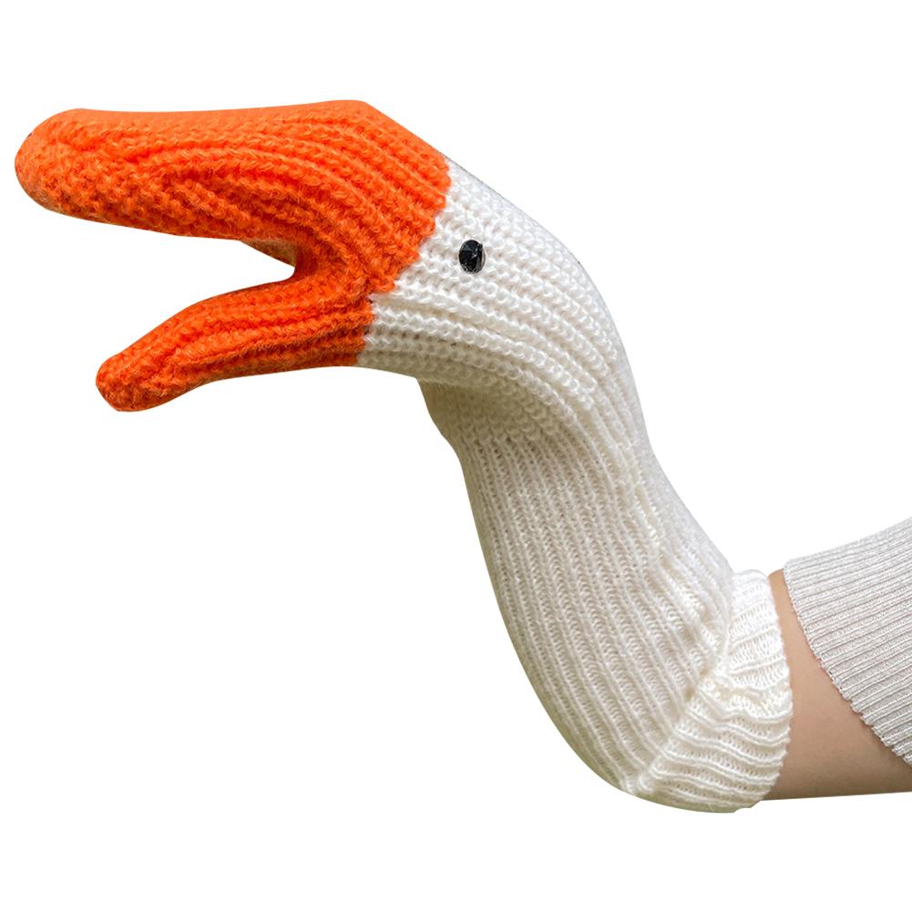 Вязаные перчатки унисекс в виде лебедя, морозостойкие перчатки Kawaii Swan, креативные вязаные перчатки с полным пальцем на осень и зиму