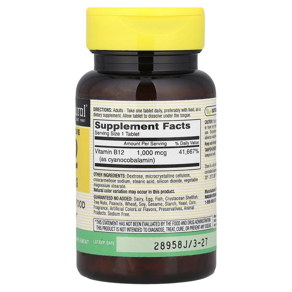 Fast Dissolving, Vitamin B-12, 1,000Mcg, 100 Tablets