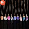 Hi Fashion Natural Crystal Stone Necklaces Gold Plated Irregular Shape Crystal Pendant Quartz Necklace