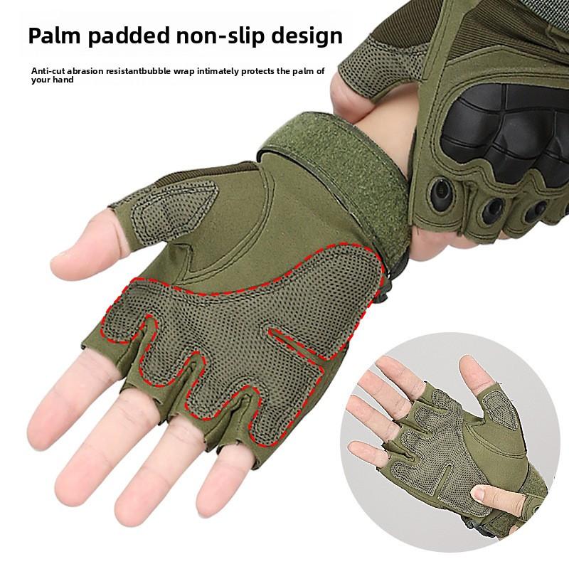 Soft Shell Tactical Gloves Half Finger Wear-resistant Non-slip Armor Outdoor Fighting Fitness Cycling Sports Half Finger Gloves