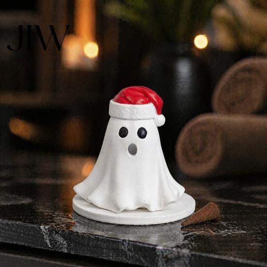 Incense Burner for Home Resin Ghost Burner, Christmas Hat Holder, with Halloween Decor Cones, Cone Holder Yoga Room Housewarming Presents