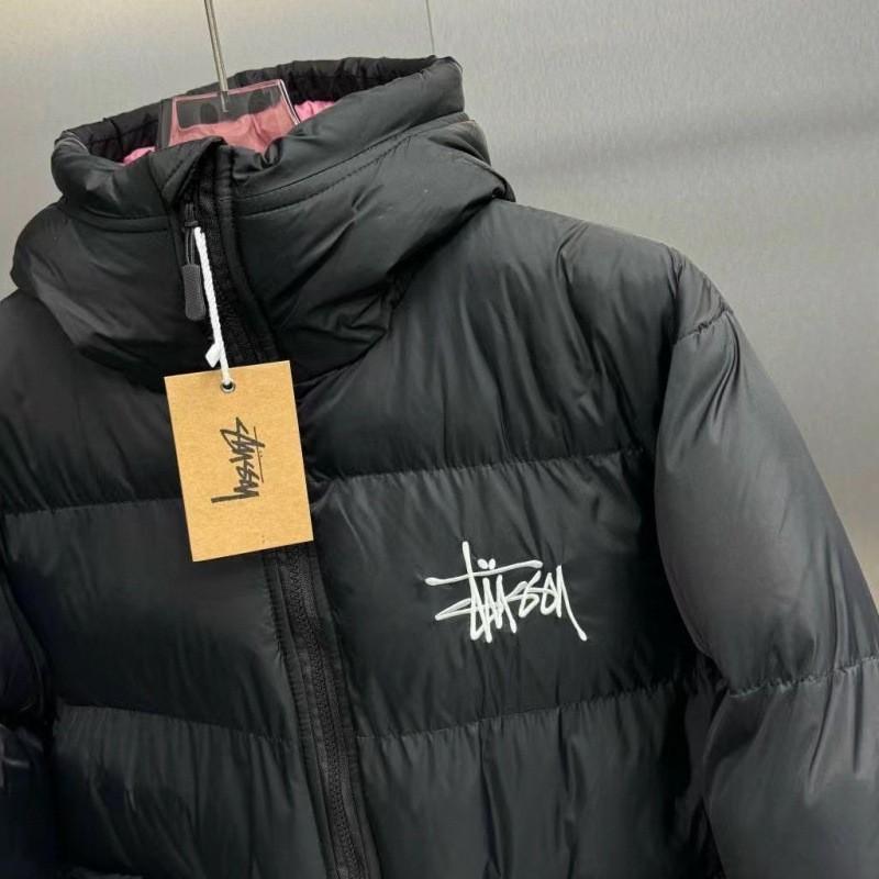2859 Classic Short Hooded Padded Jacket Unisex Solid Color Embroidered Loose Winter Casual Coat