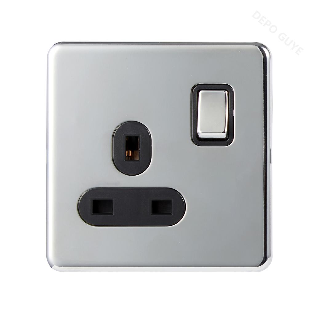 Wall Light Toggle Retro Switch Panel 1-4 Gang2Way Eu Silver Gray Brushed Stainless Steel Antique Switch Outlet with USB Charging