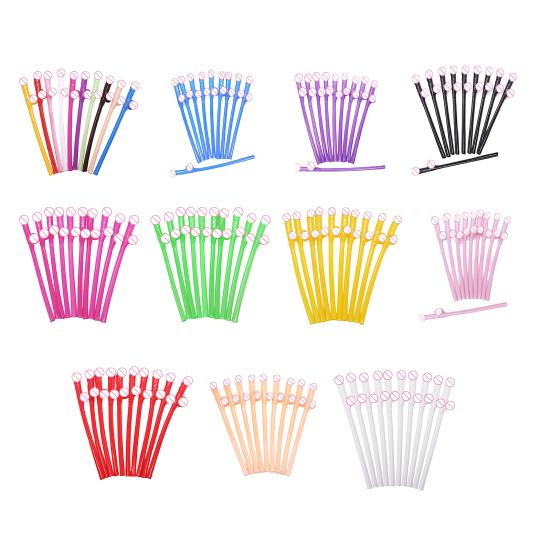 10 шт., соломинки для девичника, одноразовые, реалистичные, безопасные, пищевой, декор для ночного бара, пластиковые многоцветные соломинки для пениса, обнаженного члена