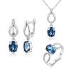 Серьги, кольца, ожерелье с подвеской из натурального лондонского голубого топаза, стерлингового серебра 925 пробы, изящные ювелирные украшения для женщин, подарок на годовщину и помолвку