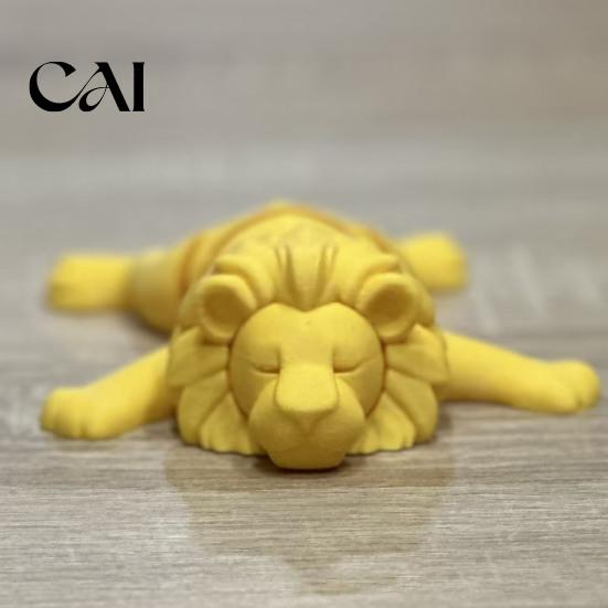 Артикулированные Настольные Украшения 3D Печатная Фигурка Лежащего Льва с Подвижными Суставами, Позируемая Миниатюрная Модель Животного для Украшения Стола,