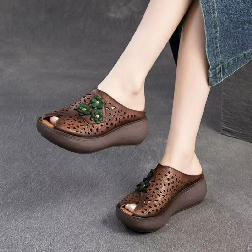 Женские сандалии Birken на толстой подошве с цветочными вырезами, обувь для мамы, нескользящие