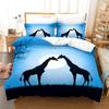 Deer Duvet Cover Set King Polyester Bedding Set For Kid Children Gift Bedding Set 3D Animal Giraffe Purple Theme Comforter Cover