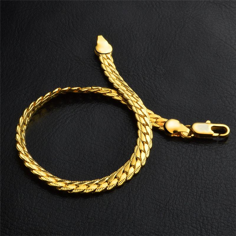 Fashion 18k Gold Sterling 5MM Men Jewelry Charm Women Lady Chain Bracelets Wedding Party Gifts