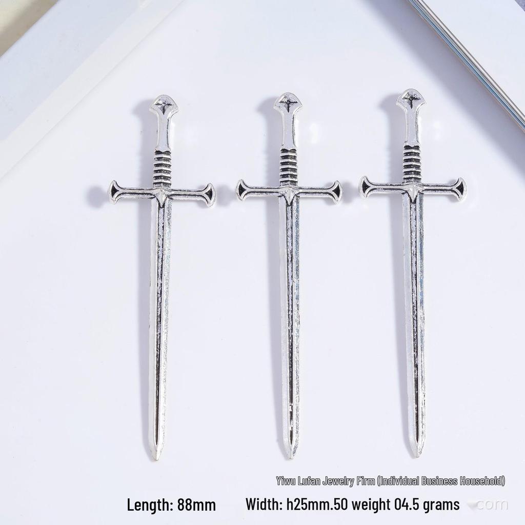 Держатель для украшений в виде длинного меча из серебряного сплава (25x88мм) - Аксессуар для DIY Ита-сумки