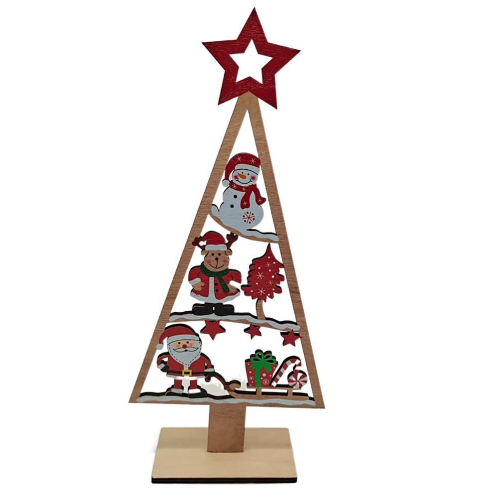 Wood Christmas Decoration Multicolor Tabletop Ornament Christmas Tree Desktop Ornament  Gift
