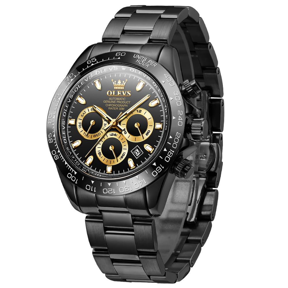 OLEVS Watch Automatic Arm Watch Black Популярные часы Automatic Belt 3 ATM Водонепроницаемые Светящиеся Календарь Дата Скелетон Мода Черный Мужские Мужские