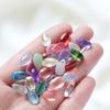 8x14mm Transparent Colored Glass Teardrop Pendant Beads for DIY Hairpins, Earrings, and Bracelets