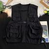 Жилет унисекс в стиле хип-хоп, уличная одежда, индивидуальный однотонный жилет без рукавов со свободной пряжкой и несколькими карманами, женский и мужской жилет-карго