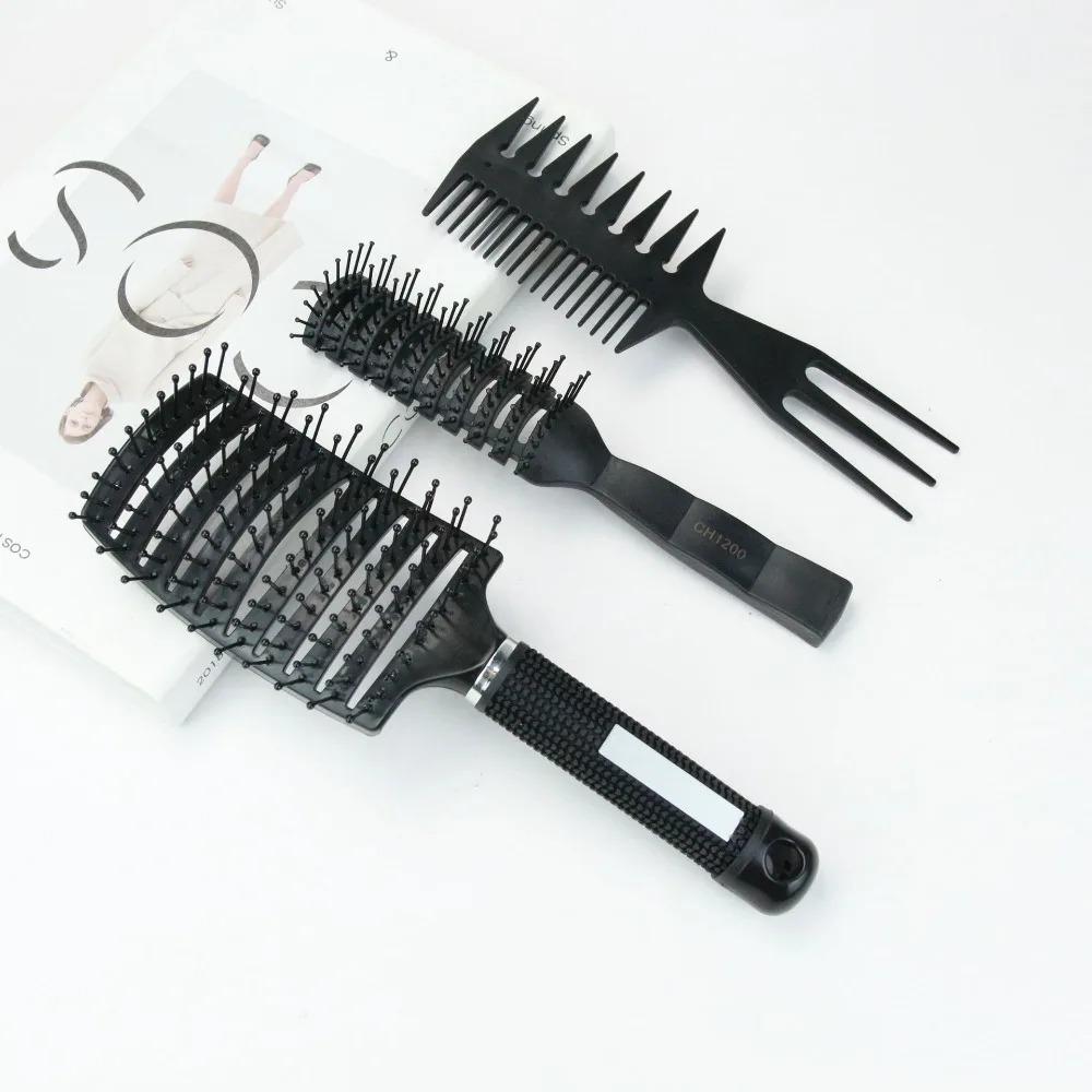 Набор расчесок с широкими зубьями для распутывания кудрявых, волнистых, густых волос, антистатический, массажный, салонный, парикмахерский, инструмент для укладки париков, 1/3 шт.
