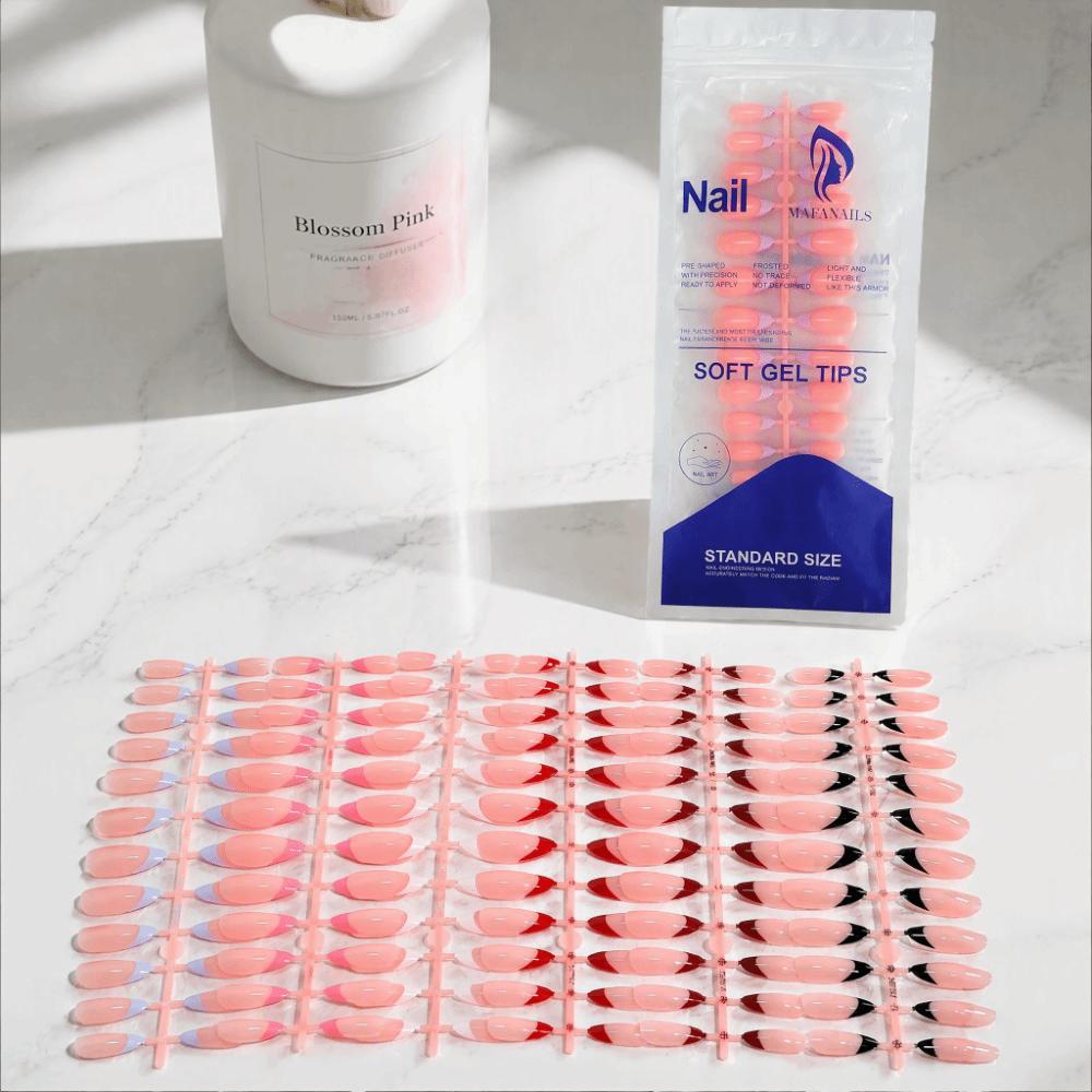 144 Pieces Pack Glossy Finish Press On Nails Full Cover French Tip Nails Fake Nails for Daily Wear