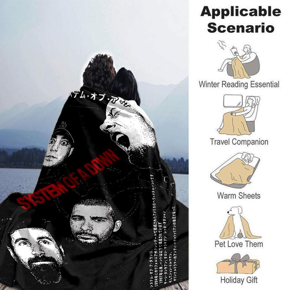 1pc System of a Down Soft Flannel All Season Throw for Home, Office, Outdoor UseDurable Comfort Soft Warm Throw for Home