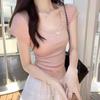 Women's Slim Fit Lace Bow U-Neck T-Shirt - Summer Short-Sleeved Style