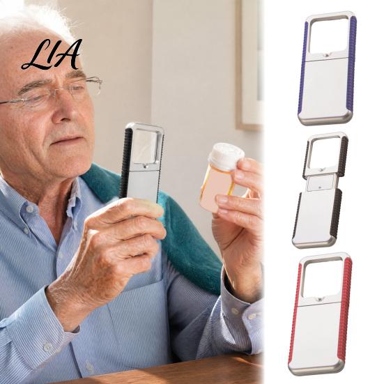 Easy to Hold Magnifying Glass Portable with LED Light, Retractable High-Clarity Lightweight Magnifier for Seniors, Handheld Reading and Crafting