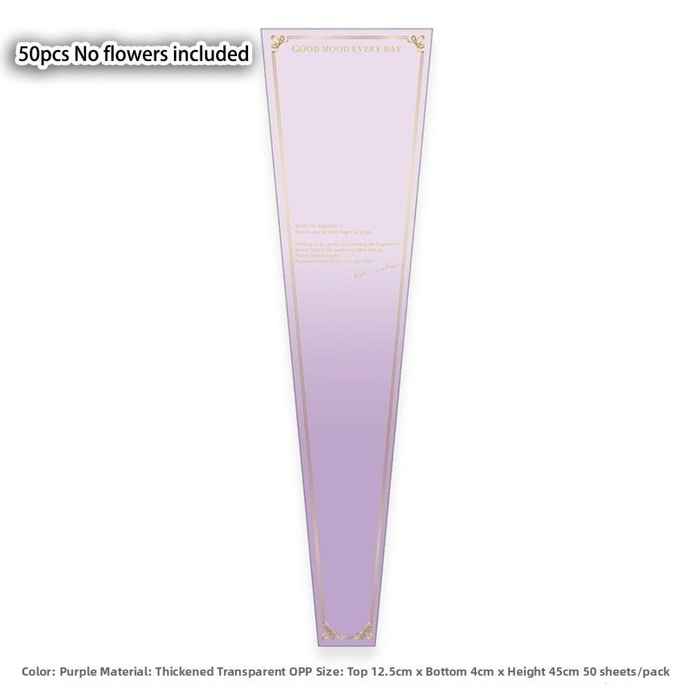 50pcs Transparent Single Rose Sleeves Waterproof Bouquet Packaging Sleeve Anniversary