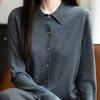 Navava Long Sleeve Knit Cardigan Simple Basic Solid Collar Nk3188
