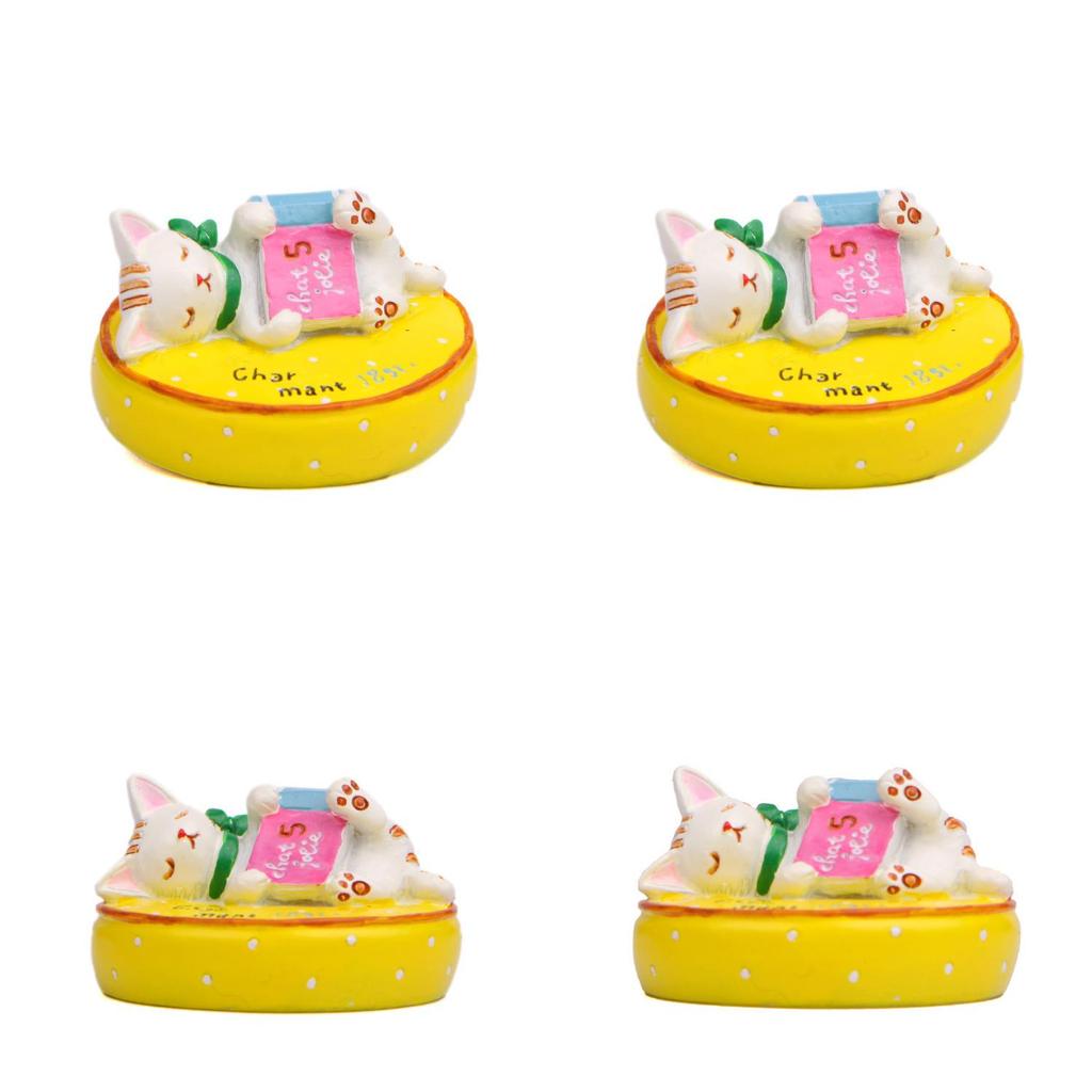 On Lying Cat A Cushion Reading A Book Resin Figurine For Living Decor Room