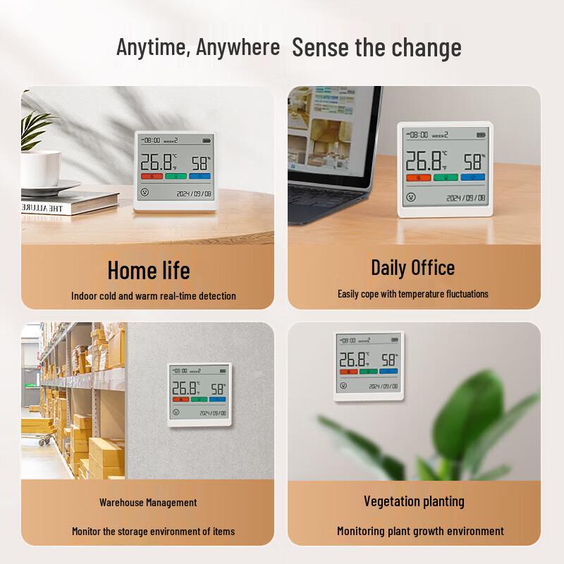 Yúnqín Large Screen Indoor Temperature Humidity Monitor Clock