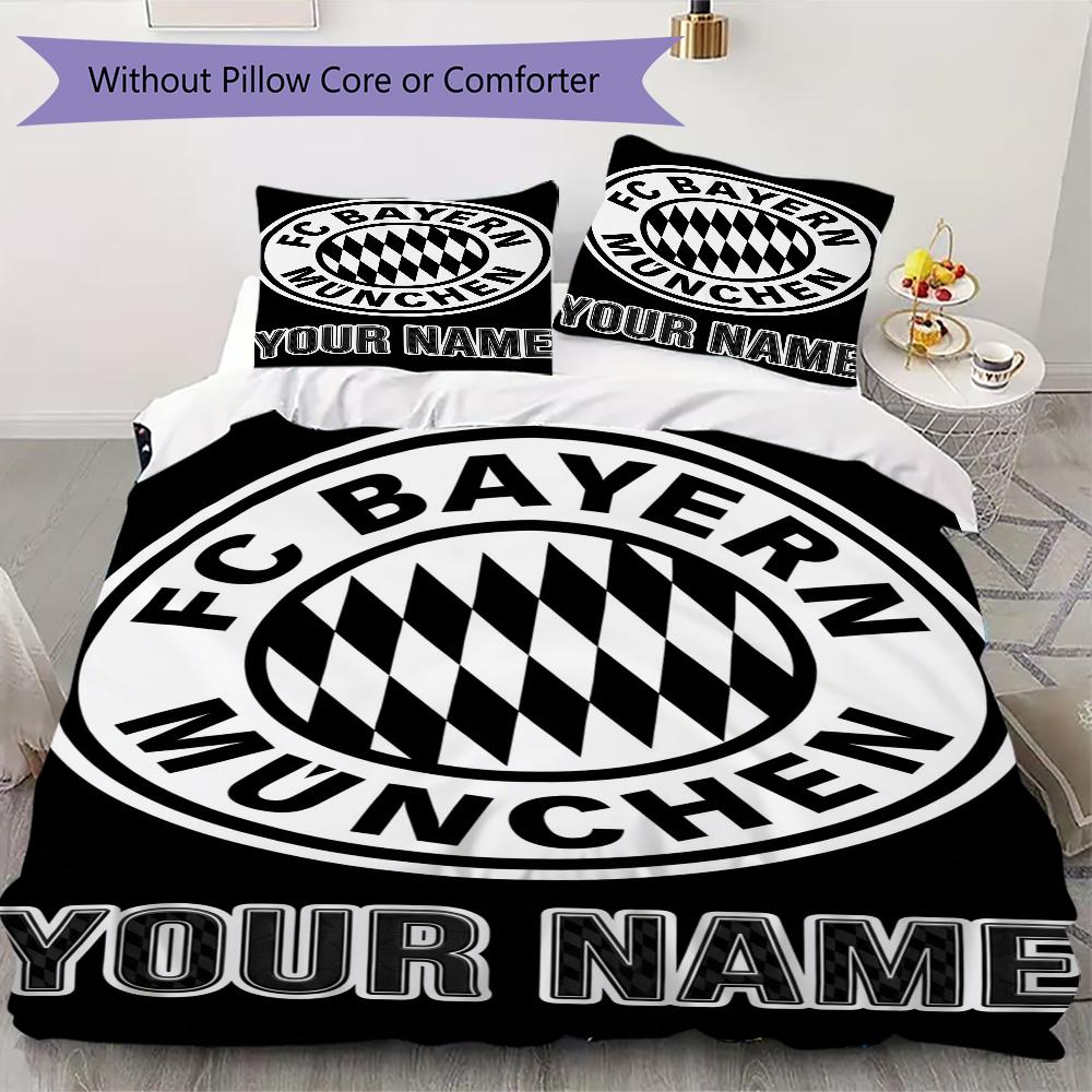 Custom Name Bayern Munich Pattern Bedding uilt Set uilt Cover Pillowcase Home Decoration Birthday Gift (1*duvet cover+2*pillowcase without core)