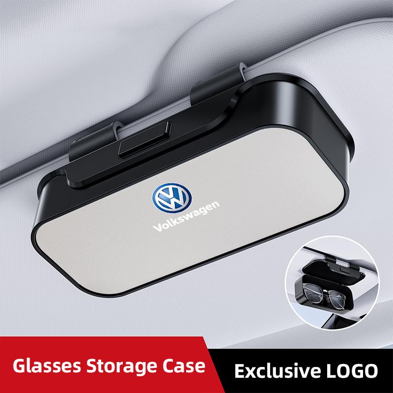 hijk1 Car Sun Visor Glasses Case Sunglasses Holder For VW Golf Amarok T5 Phaeton GTI Teramont Tiguan Car Interior Accessories keychain