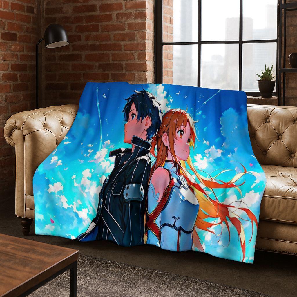 Аниме SAO Sword Art Online Мультяшное 3D Фланелевое Одеяло, Уютное Мягкое Плед для Дома Спальни Кровати Дивана Пикника Покрытие Подарок Детям