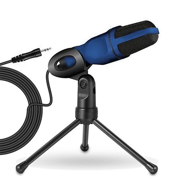 Профессиональный конденсаторный звуковой микрофон 3,5 мм с подставкой для ПК, ноутбука, запись Skype для IPhone, телефона Android, компьютерные игры, прямая трансляция YouTube