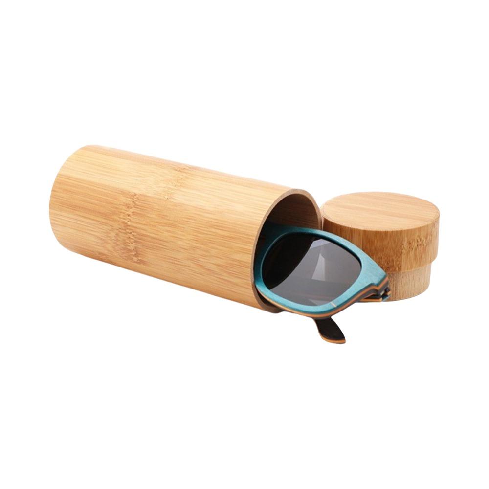 Smooth Bamboo Glasses Case Column Shape Eyewear Case Retro Wooden Sunglasses Box  Home Storage