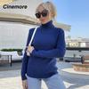 Cinemore Весна Осень Женский свитер Однотонный Оверсайз Повседневный Пуловеры Теплый Базовый Топ с Длинным Рукавом О-Образным Вырезом Трикотажный Джемпер Свитер