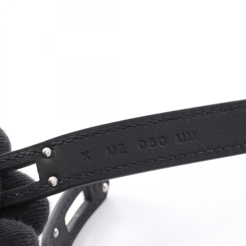 Used HERMES Kelly Bracelet Double Tour Bracelet Box calf leather Calfskin (cowhide) Stainless Steel Black Silver U