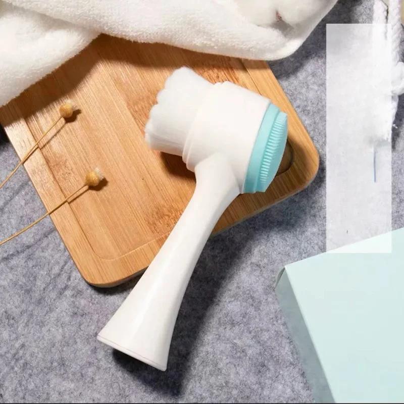 Silicone Face Cleansing Brush Double-Sided Facial Cleanser Blackhead Removal Pore Cleaner Exfoliator Face Scrub Skin Care Tool