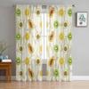 Fruit Avocado Oranges Texture Sheer Curtain For Bedroom Tulle Voile Curtain For Kitchen Living Room Decor Window Treatment