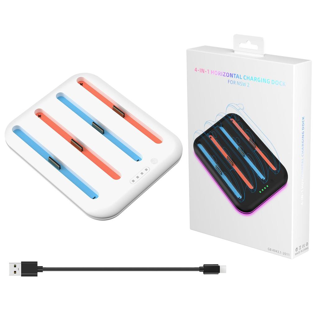 JOYTORN Switch 2 Controller Charging Fast Charging Dock for Nintendo Switch 2 RGB Lighting Magnetic Controller Charging Stand Station Dock, 4-in-1