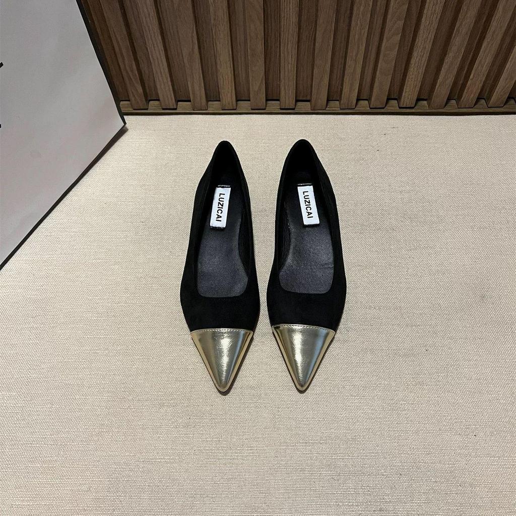 Летние туфли-феи во французском стиле с острым носком на плоской подошве для вечерней юбки 2024 года