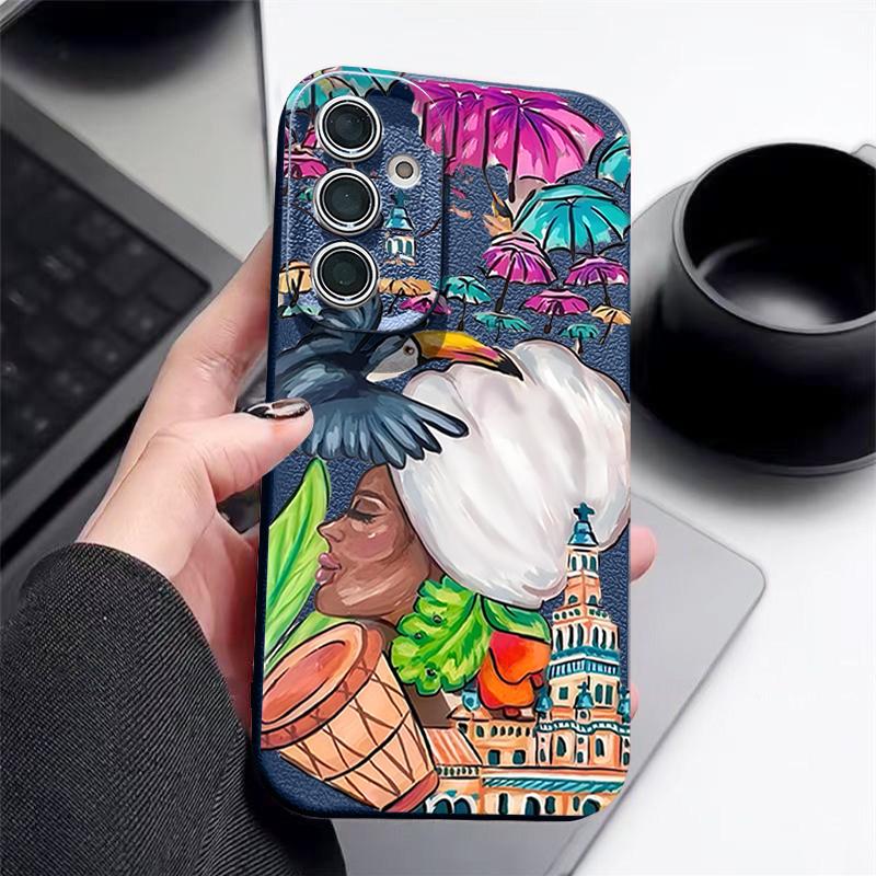 Чехол с тропическим узором тукана для Samsung Galaxy A57 A56 A55 A54 5G A37 A36 A35 A34 A17 A16 A15 A14 Силиконовая крышка с текстурой кожи