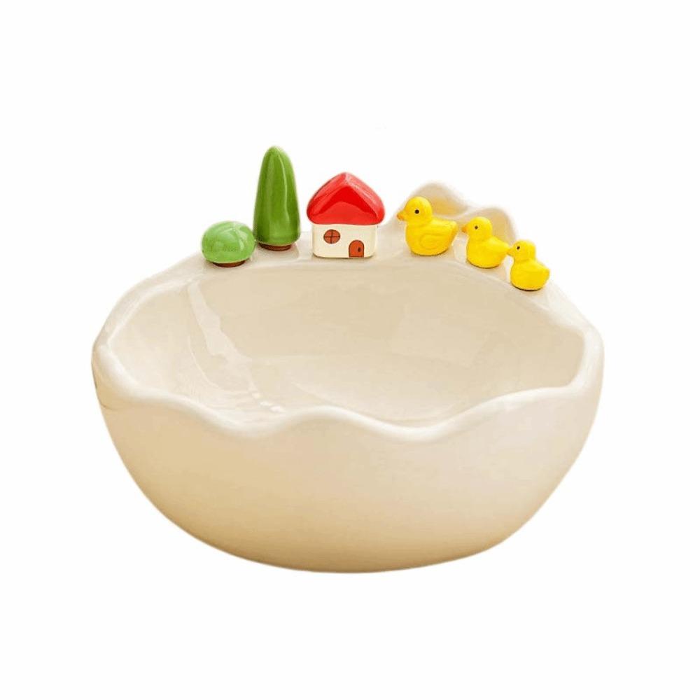 Cartoon Fruit Serving Plate Decoration Fruit Storage Tray Fruit Bowl with Fork  Dining Table