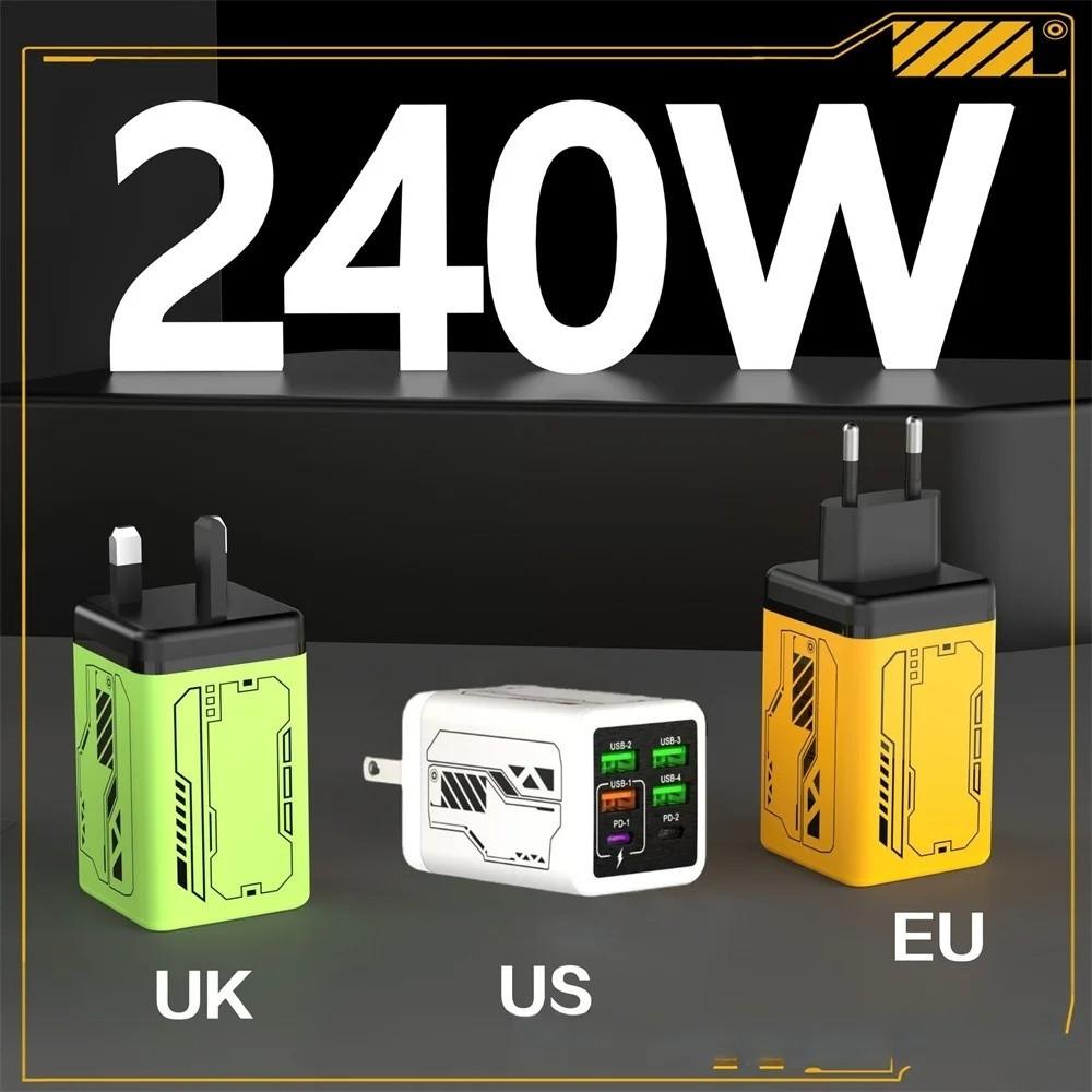 USB A+C 240W Charger Plug EU/US/UK USB C Charger Phone Charger Adapter for Huawei/Xiaomi/Samsung