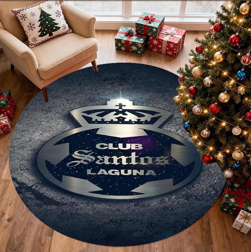 Club Santos Laguna Pattern Round Rug, Indoor/Outdoor Mat, for Picnic, Gameroom, Bedroom, Office, Living Room, Home Decor Carpet, Birthday Gift